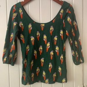Anthropologie Forest Fete tee parrot motif